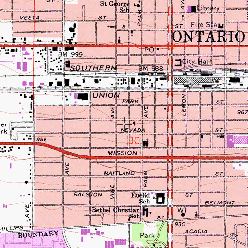 Topographic Map of Reorganized Church of Jesus Christ of Latter Day Saints, CA