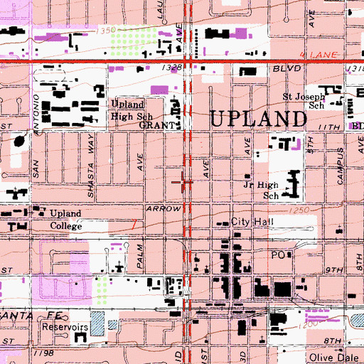 Topographic Map of Saint Marks Episcopal Church, CA