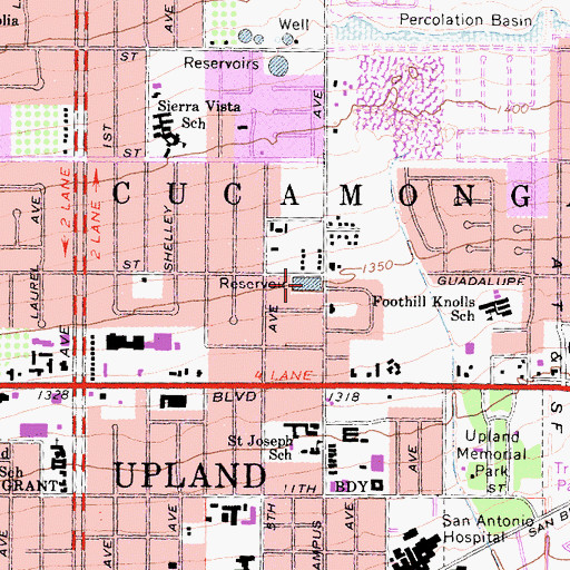 Topographic Map of Thirteenth Street Reservoir, CA