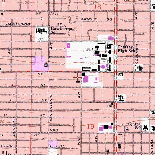 Topographic Map of Vina Banks Junior High School, CA