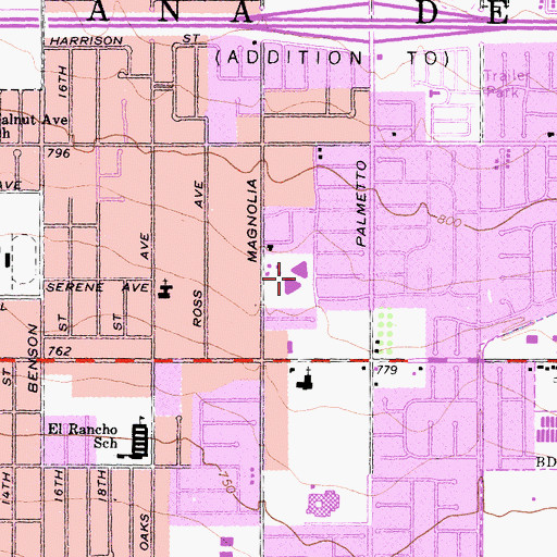 Topographic Map of Alicia E Cortez Elementary School, CA