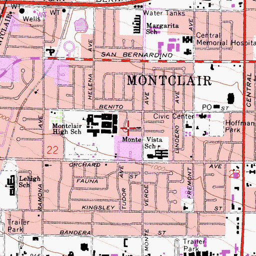 Topographic Map of Bethany Baptist Church, CA