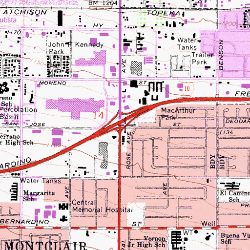Topographic Map of Church of Christ of Montclair, CA