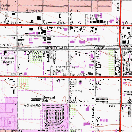Topographic Map of Montclair Fire Department Station 2, CA