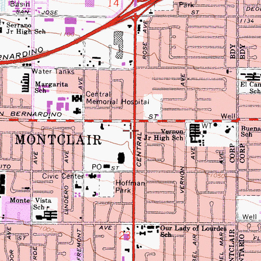 Topographic Map of Mayfair Shopping Center, CA
