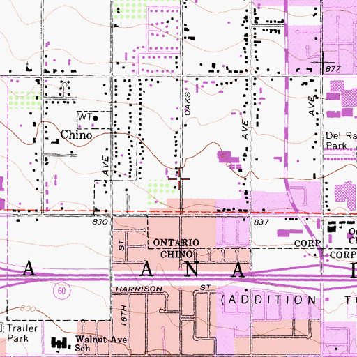 Topographic Map of Oaks Avenue Pioneer Park, CA