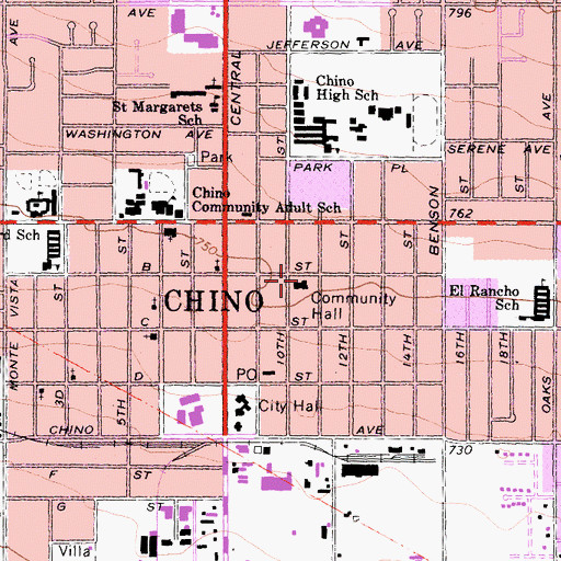 Topographic Map of Tenth Street Park, CA