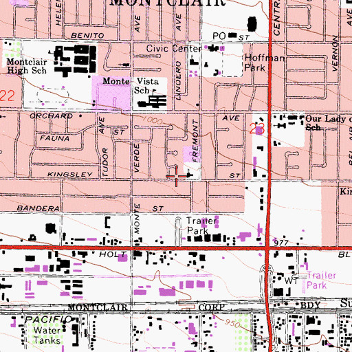 Topographic Map of Trinity Lutheran Church, CA