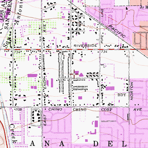 Topographic Map of Dickson Elementary School, CA