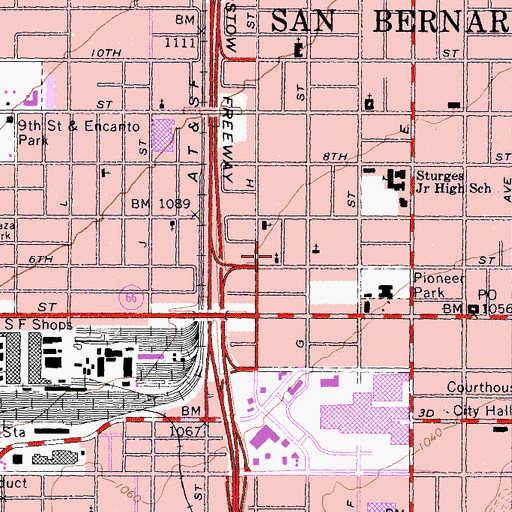 Topographic Map of Downtown Apostolic Church, CA