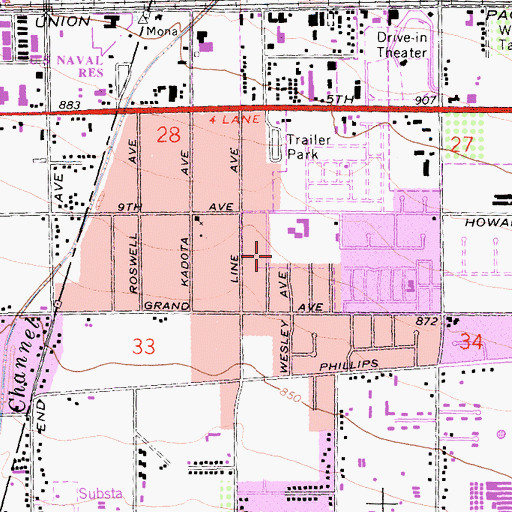 Topographic Map of Essex Park, CA