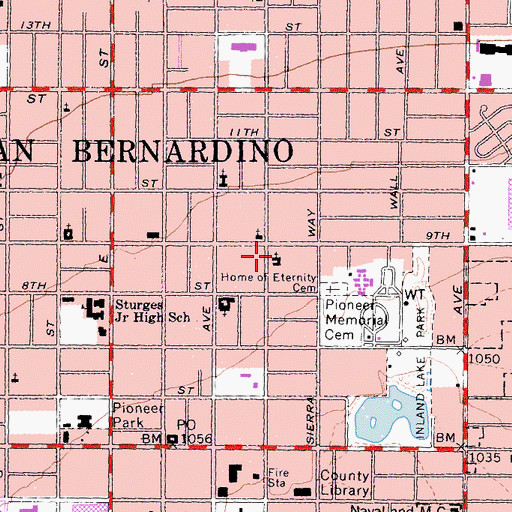 Topographic Map of First Assembly of God Church, CA