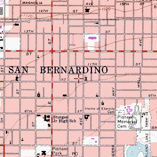 Topographic Map of First Christian Church, CA