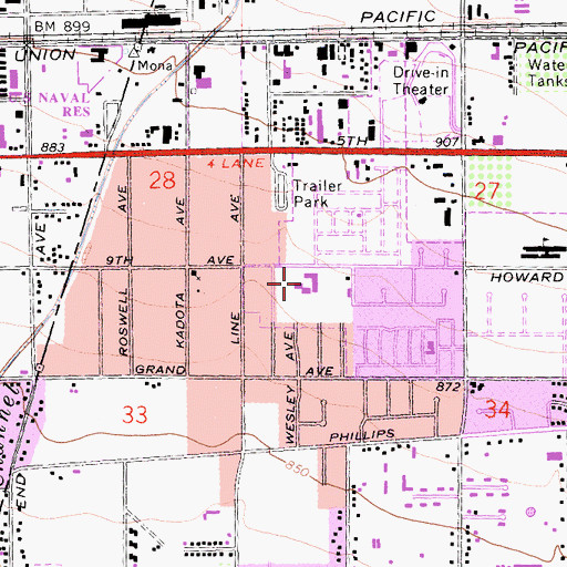 Topographic Map of Ramona Elementary School, CA