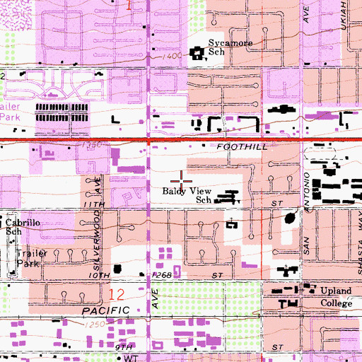 Topographic Map of Baldy View Park, CA