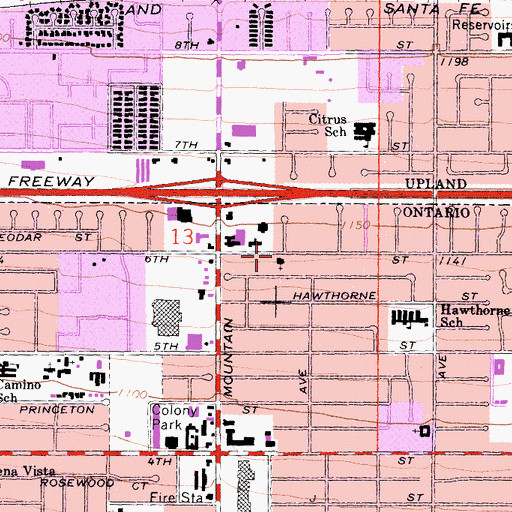 Topographic Map of Bethany Community Church, CA