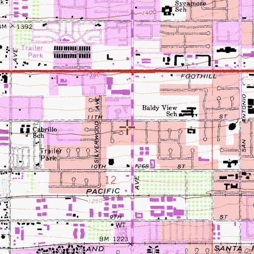 Topographic Map of Calvary Baptist Church, CA