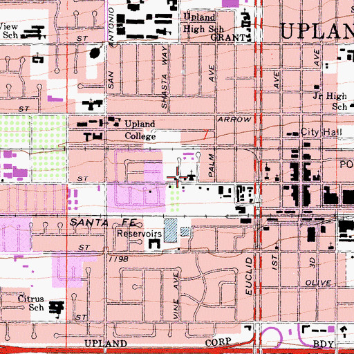 Topographic Map of Church of Christ, CA
