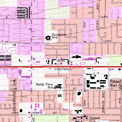 Topographic Map of Foothill Plaza Shopping Center, CA