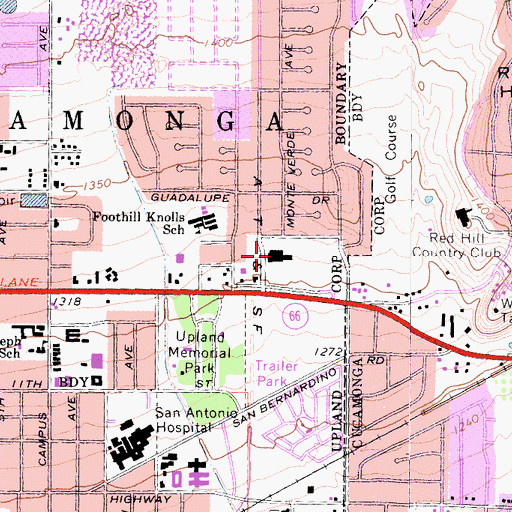 Topographic Map of Foothill Shopping Center, CA