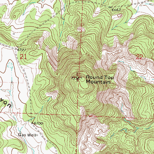 Topographic Map of Round Top Mountain, CO