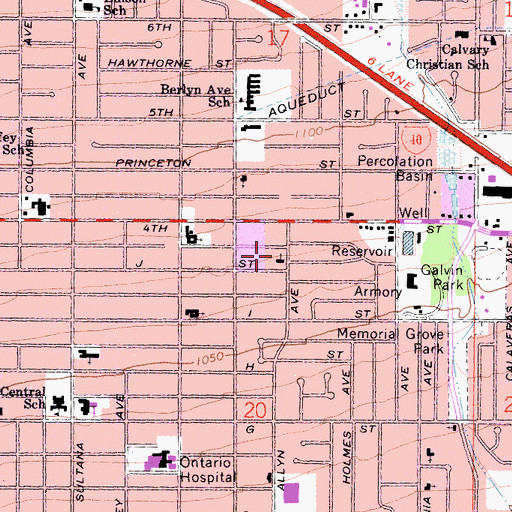 Topographic Map of Grace Missionary Baptist Church, CA