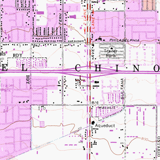 Topographic Map of Life Bible Fellowship Church, CA