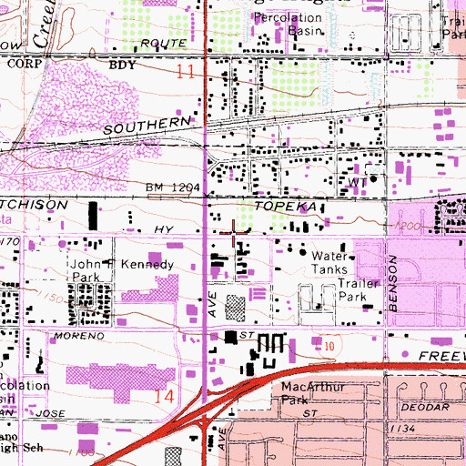 Topographic Map of Mountain Avenue Assembly of God Church, CA