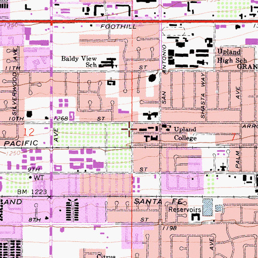 Topographic Map of Old San Antonio Hospital, CA