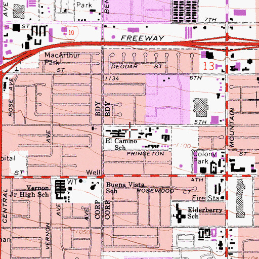 Topographic Map of Prince of Peace Lutheran Church, CA