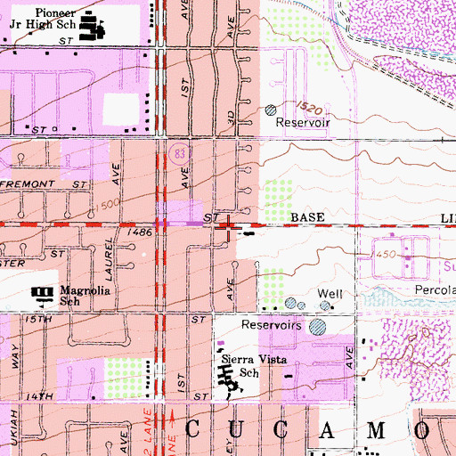 Topographic Map of Saint Marks Episcopal Church, CA