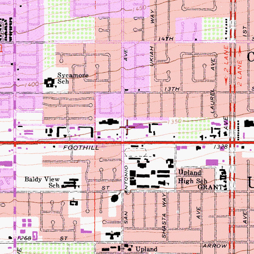 Topographic Map of The Plaza Shopping Center, CA