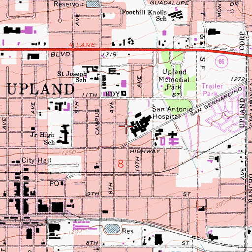 Topographic Map of Weber Memorial Library, CA
