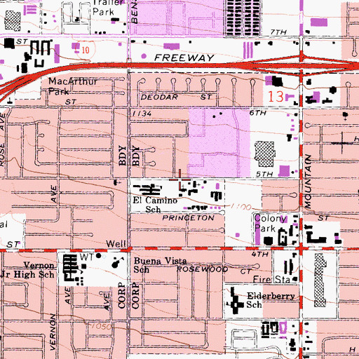 Topographic Map of Westpark Baptist Church, CA