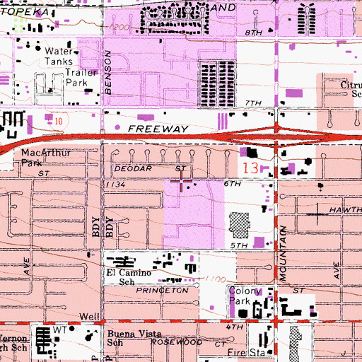 Topographic Map of Word of Life Church of God, CA