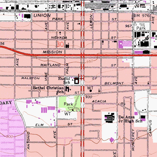 Topographic Map of Apostolic Faith Mission, CA