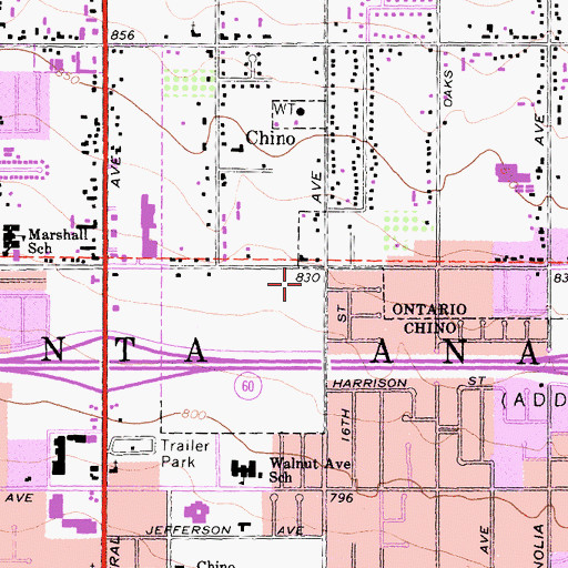 Topographic Map of Chino Town Square Shopping Center, CA