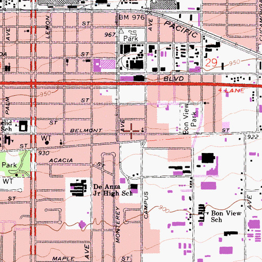 Topographic Map of Church of God of Prophecy, CA