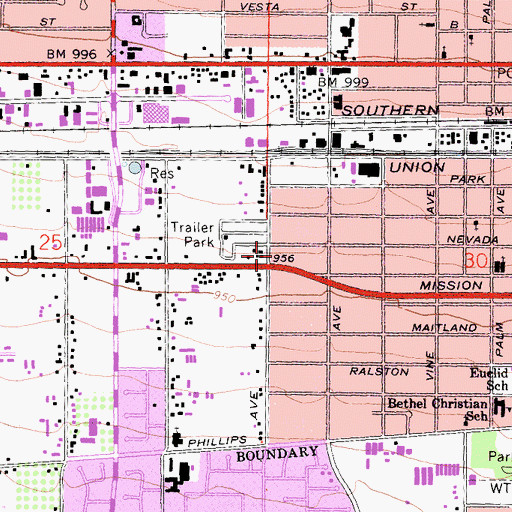 Topographic Map of Evangelical Assembly of God Church, CA