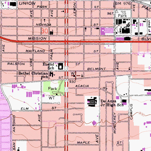 Topographic Map of Friendship Missionary Baptist Church, CA