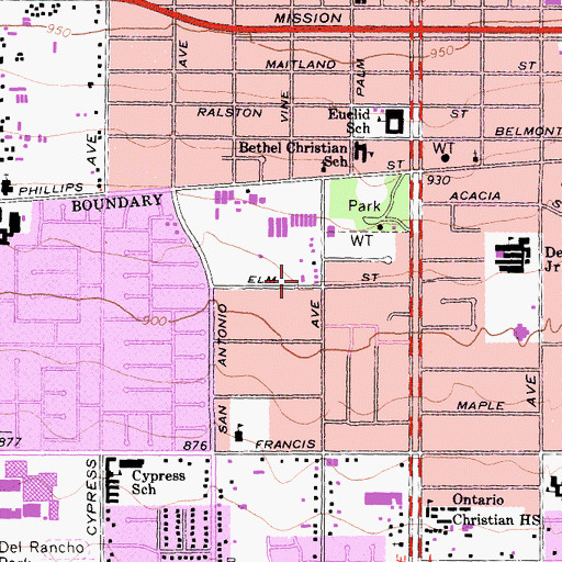 Topographic Map of Kingdom Hall of Jehovahs Witnesses, CA