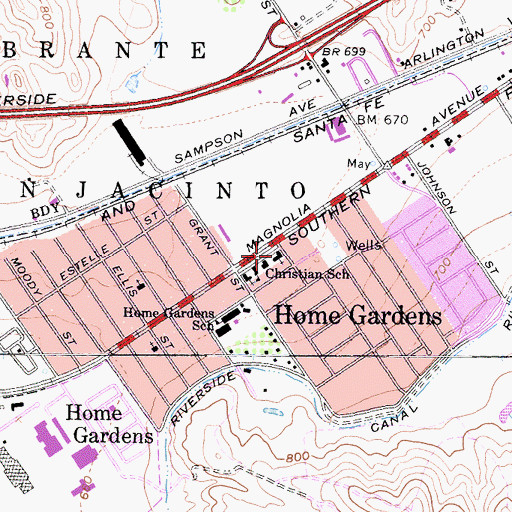 Topographic Map of Calvary Southern Baptist Church, CA