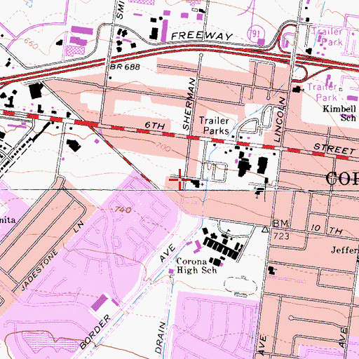 Topographic Map of Central Church of Christ, CA