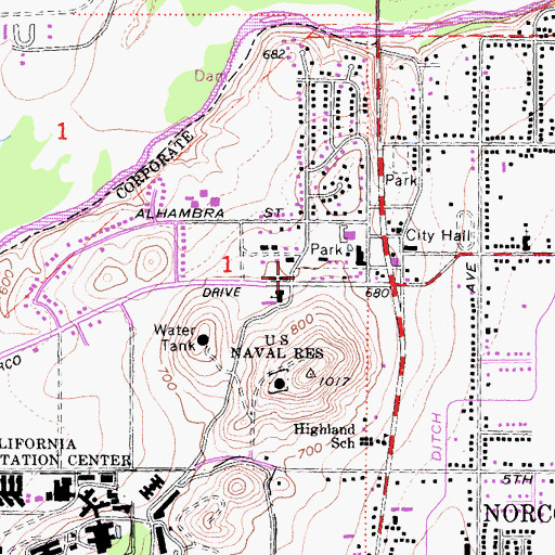 Topographic Map of Church of the Hill, CA