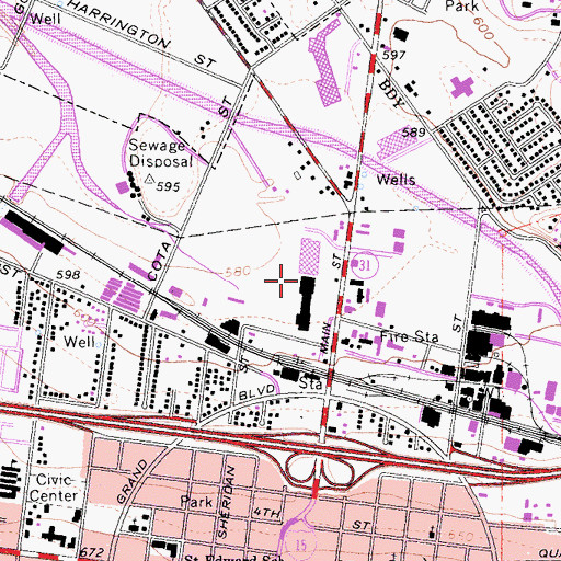 Topographic Map of Corona Plaza Shopping Center, CA