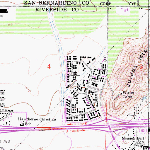 Topographic Map of Country Village Golf Course, CA
