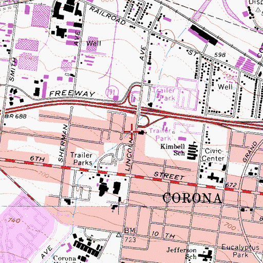 Topographic Map of First Assembly of God Church, CA
