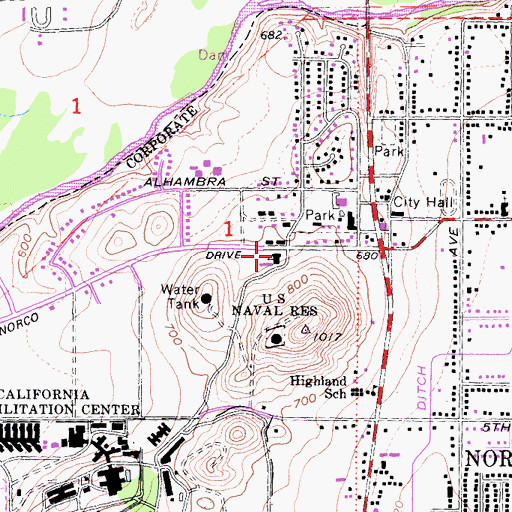 Topographic Map of Full Gospel Assembly of God Church, CA