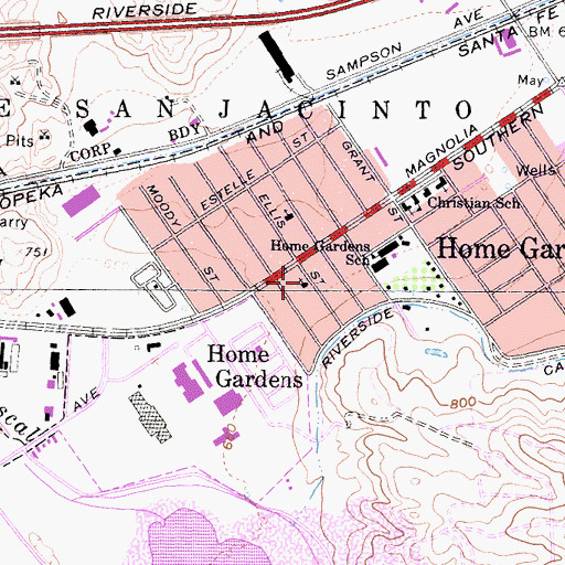 Topographic Map of Grace Baptist Church (historical), CA