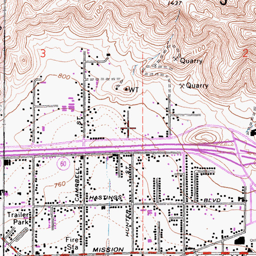 Topographic Map of Granite Hill Elementary School, CA